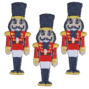 Nutcracker Applique Patch - Christmas Holiday Craft Badge 1.5&quot; (3-Pack, Iron on)