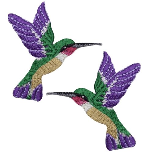 Fluttering Hummingbird Applique Multi-Color Embroidered Hook & Loop