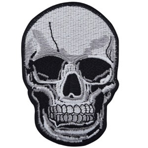 Medium Human Skull Applique Patch - Homo Sapiens Head Skeleton 3&quot; (Iron on)