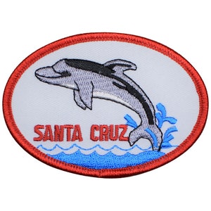 Santa Cruz Patch - Dolphin, California Beach Badge 3.5" (Iron on)