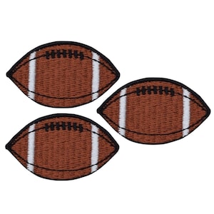 Small Football Applique Patch - Embroidered Sports Badge 1-5/8&quot; (3-Pack, Iron on)