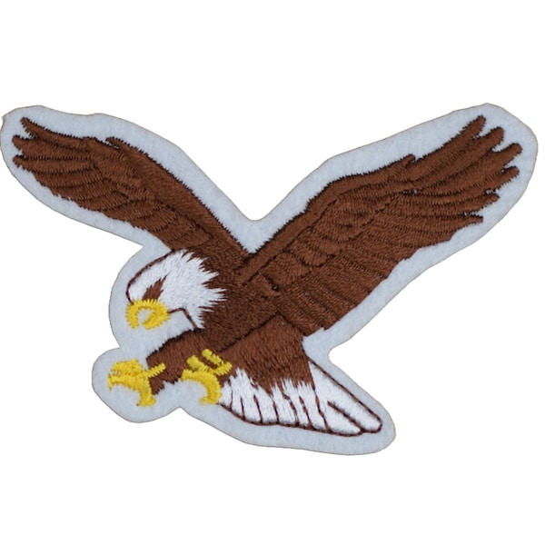 Eagle Applique Patch - White Felt, Flying Landing Bird Badge 3" (Iron or Sew On)