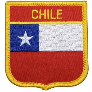 Chile Patch - Embroidered Country Flag Shield Badge 2.75" (Iron On)