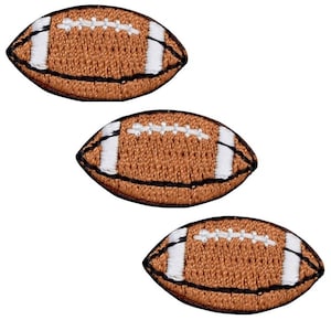 Mini Football Applique Patch - Sports Ball Badge 1-1/8&quot; (3-Pack, Iron on)