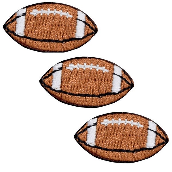 Mini Football Applique Patch - Sports Ball Badge 1-1/8" (3-Pack, Iron on)