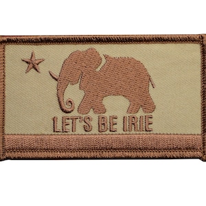 LET&#39;S BE IRIE Patch - California Flag Style, Reggae, Jamaica 3.5&quot; (Iron on)