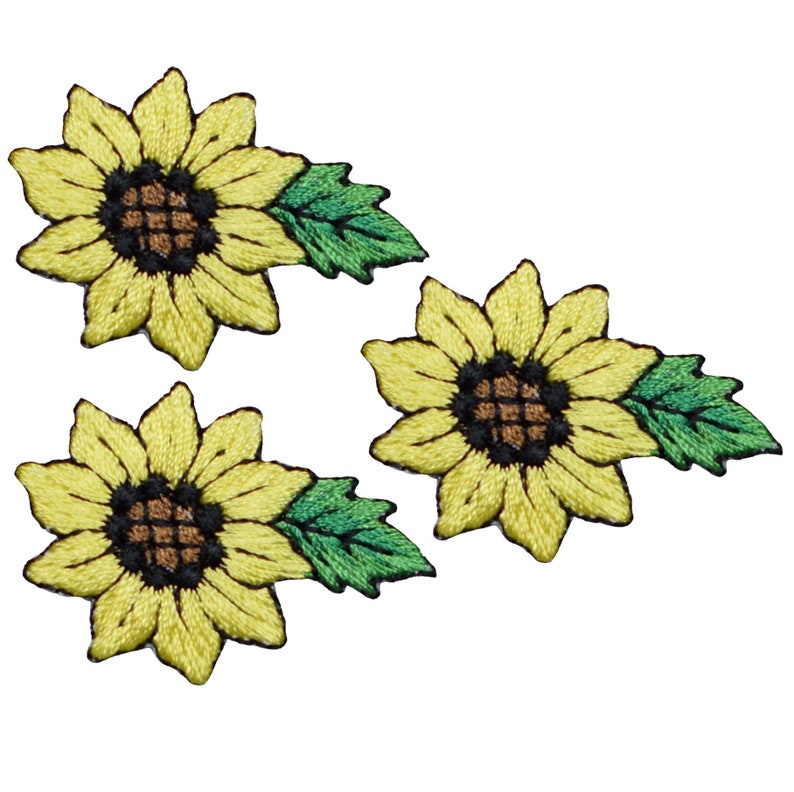 Sunflower Applique Patch Flower Leaf Badge 15/8 Etsy