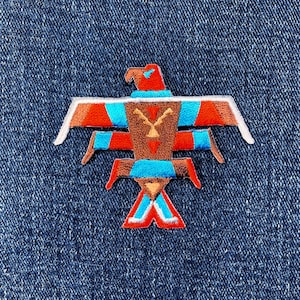ファイアーバード アップリケ パッチ - 刺繍入り ネイティブアメリカン インディアン イーグルバード バッジ 2.5インチ (アイロン接着)