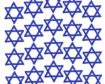 20-Pack Star of David Applique Patch - Mini Blue Embroidered Badge 1" (Iron on)