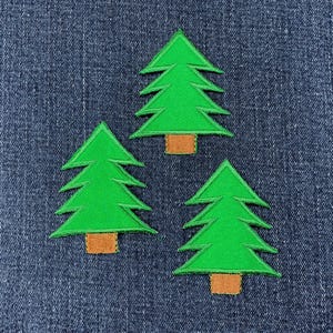 3-Pack Pine Tree Applique Patch - Embroidered Nature Badge 2.25" (Iron On)