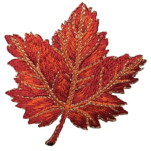Autumn Fall Leaf Applique Patch - Orange Maple Leaf 2-3/8" (Iron on)