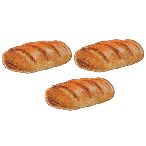 Mini stokbrood applique patch - brood stokbrood bakkerij voedsel 1-1/8" (3-pack, opstrijkbaar)