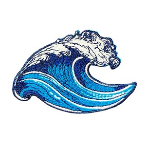 Ocean Wave Patch - Embroidered Beach Sea Water Surfing Badge 2-7/8" (Iron On)