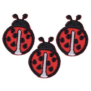 Mini Ladybug Applique Patch - Insect Bug Embroidered Badge 1&quot; (3-Pack, Iron on)