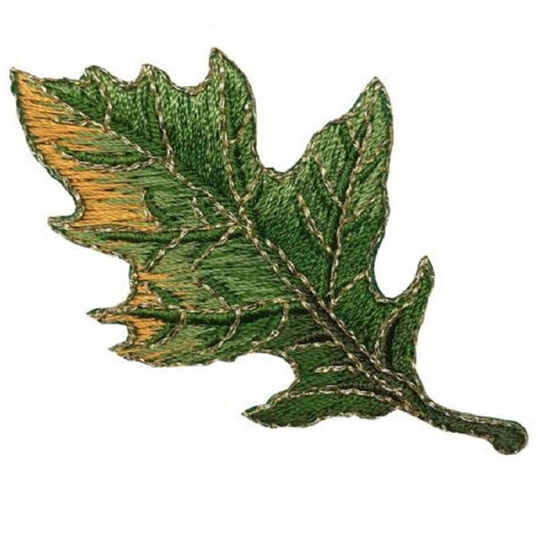 Autumn Fall Leaf Applique Patch - Green Oak Leaf 2-7/8" (Iron on)