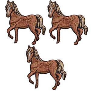 Small Horse Applique Patch - Equestrian, Animal Badge 1-5/8" (3-pack, Iron on)