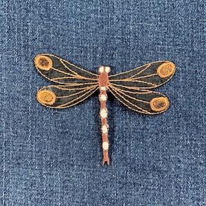 Dragonfly Applique Patch - Embroidered Garden Insect Badge 3.25" (Iron On)