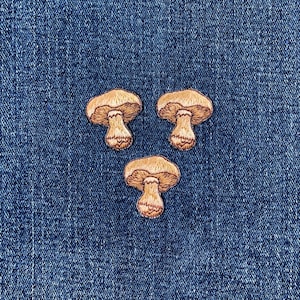 3-Pack Mushroom Applique Patch - Mini Embroidered Nature & Hiking Badge 1" (Iron On)
