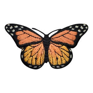 Orange Butterfly Applique Patch - Insect, Bug Badge 2-7/8" (Iron on)
