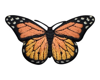 Orange Butterfly Applique Patch - Insect, Bug Badge 2-7/8" (Iron on)