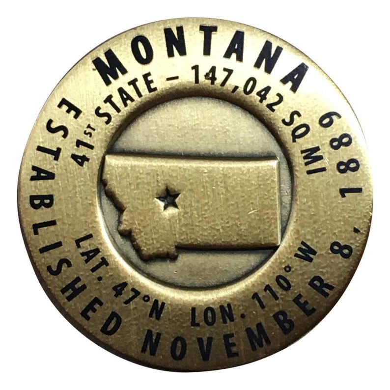Montana Geo Marker Pin Est 1889 41st State Hiking Etsy - image 0