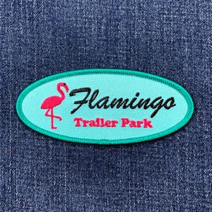 Flamingo Trailer Park Patch - Embroidered Novelty Badge 4.25" (Iron On)