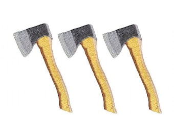 3-Pack Axe Applique Patch - Embroidered Hatchet Throwing Ax Camping Outdoor Badge 2-1/8" (Iron On)