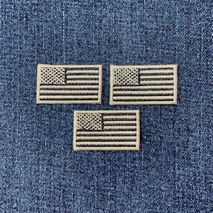 3-Pack American Flag Patch - Embroidered Desert Tan USA United States Badge 1.5" (Iron On)