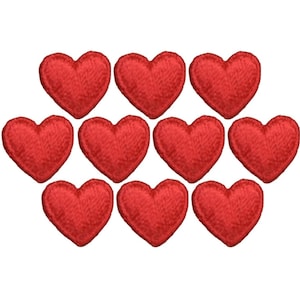 10-Pack Mini Heart Applique Patch - Red Love Cute Embroidered Badge .5&quot; (Iron on)