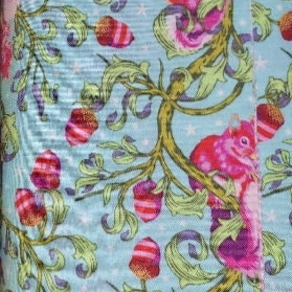 Tula Pink Oh Nuts! in Glimmer (blue background) Tiny Beasts for Free Spirit Fabrics; 100% woven cotton quilting fabric