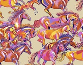 Calico Horses Range Runners Big Sand by Lorraine Turner for Free Spirit Fabrics 100 woven cotton quilt shop quality fabric