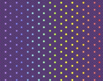 Tula Pink Tula's True Colors Hexy Rainbow en Starling; tela para acolchado 100 % algodón tejido