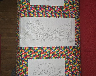 The Very Hungry Caterpillar by Eric Carle  23"X44" PANEL for coloring Andover Fabrics; 100% woven cotton quilting fabric <3