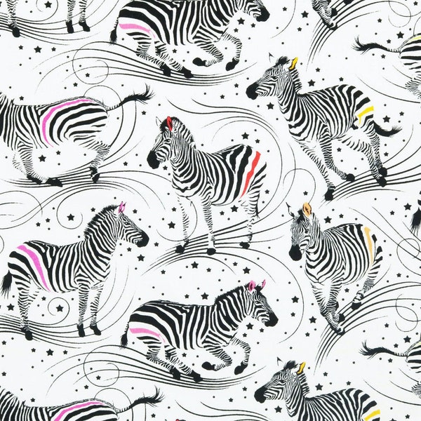 Tula Pink Read Between the Lines Linework in Paper; Zebras 100% woven cotton quilting fabric