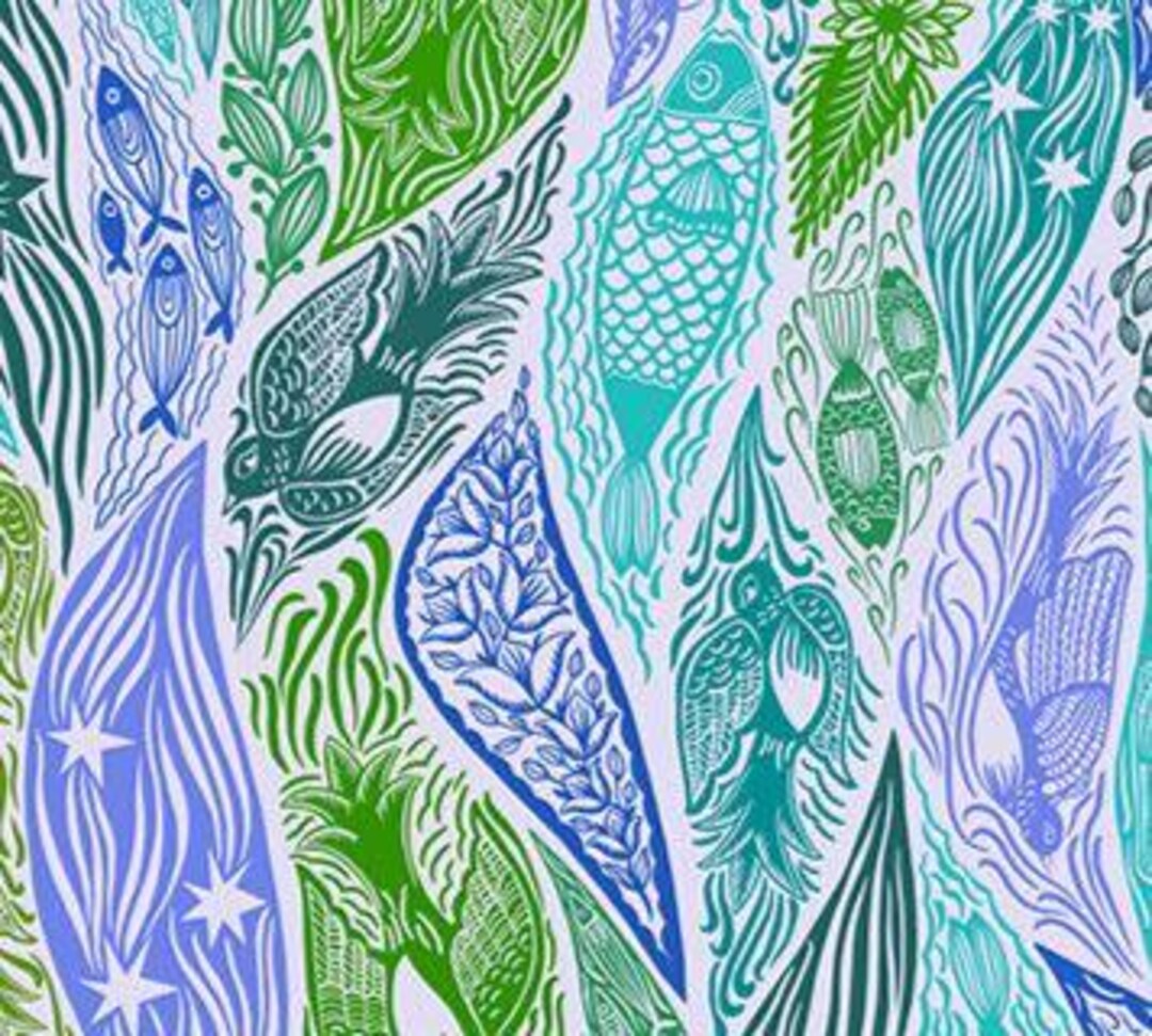 Water Patterns Textiles Current in Water by Anna Maria Textiles Shooting Star for Northcott ...
