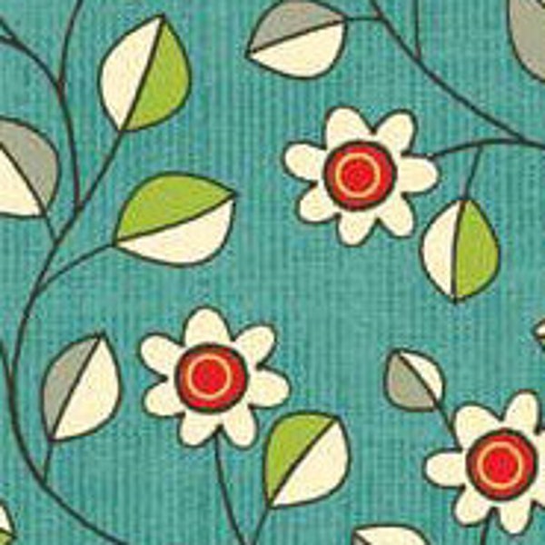 Red Rooster Victory by Gudrun Erla of GE Designs in Turquoise; 1100% woven cotton quilting fabric