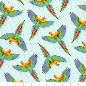 Tula Pink Macaw Ya Later in Cloud Daydreamer for Free Spirit Fabrics; 100% woven cotton quilting fabric