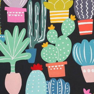 Los Cactos Folklorico Alexander Henry Fabrics 8859B Charcoal Black; 100% woven cotton quilting fabric