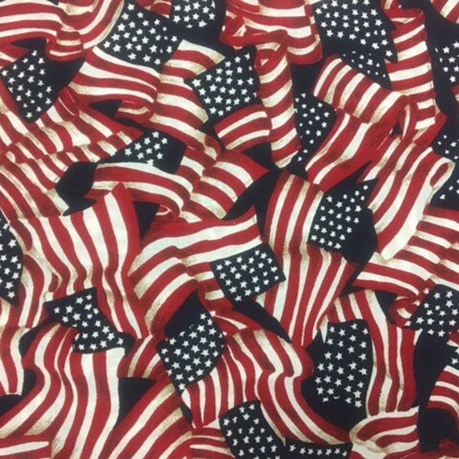 Flags Made in America 100% Woven Cotton Quilting Fabric 3 | Etsy