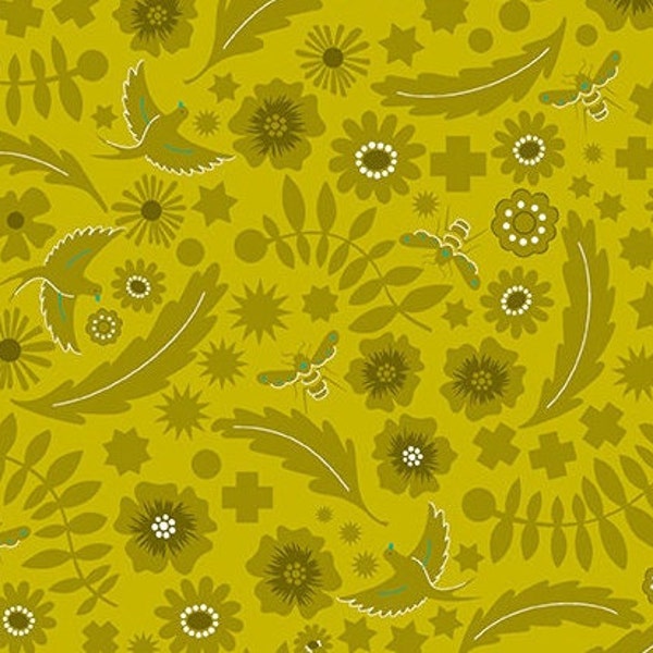 Alison Glass Meadow in Chartreuse Sunprint 2022 10th Anniversary; 100% woven cotton quilting fabric