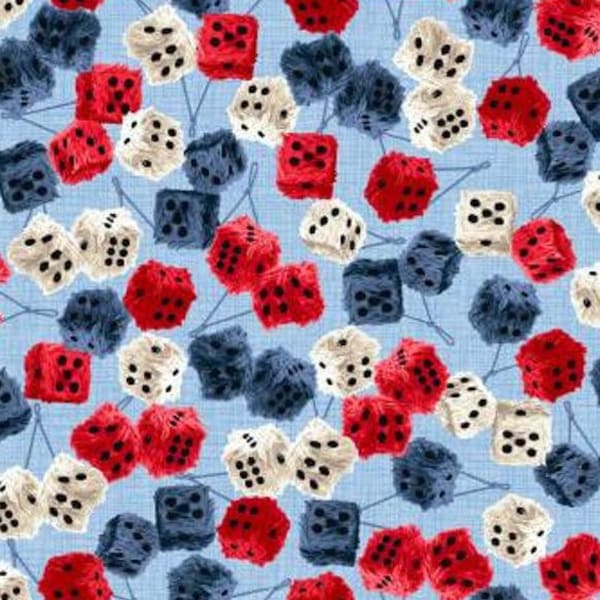 Fuzzy Dice American Muscle Studio E Patriotic; 100% woven cotton quilting fabric