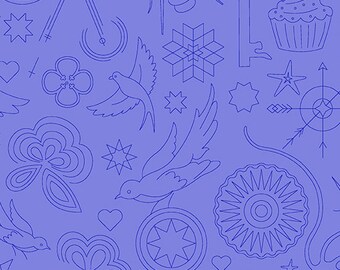 Alison Glass Embroidery in Blueberry 10th Anniversary Collection 2022; 100% woven cotton quilting fabric