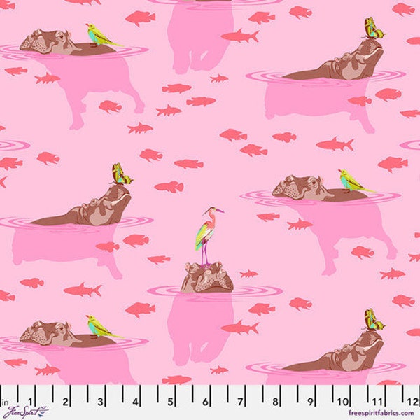 Tula Pink My Hippos Don't Lie in Nova Everglow for Free Spirit Fabrics; 100% woven cotton quilting fabric