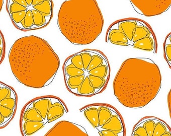 Tangerines Fresh Fruit by Jane Dixon for Michael Miller Fabrics; 100% woven cotton quilting fabric