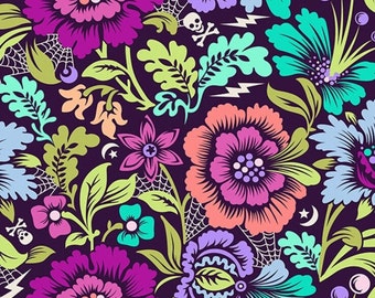 Tula Pink Nightshade Spider Blossom in Equinox for Free Spirit Fabrics; 100% woven cotton quilting fabric