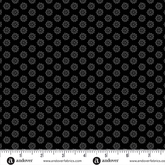 Set Flowers Century Black on Black  II by Andover Fabrics; 100% woven cotton quilting fabric