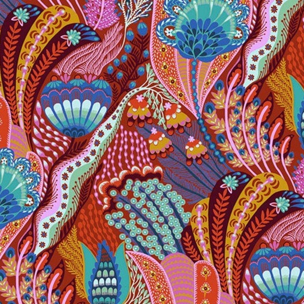 Anna Maria Horner Passport in Amber for Free Spirit Fabrics; 100% woven cotton quilting fabric
