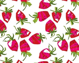 Wild Strawberries Fresh Fruit by Jane Dixon for Michael Miller Fabrics; 100% woven cotton quilting fabric