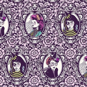Tula Pink Nightshade Deja Vu Mini Coven in Nerium for Free Spirit Fabrics;1 YARD  100% woven cotton quilting fabric
