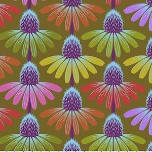 Echinacea Glow in Autumn by Anna Maria Horner for Free Spirit Fabrics; cone flowers;  100% woven cotton quilting fabric